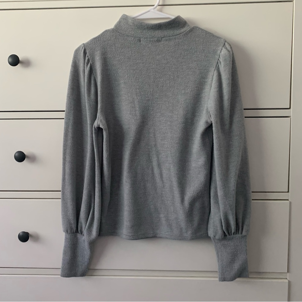 Mock Neck Gray Sweater - Picture 2 of 4